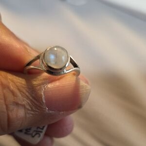 Elegant Sterling Silver Rainbow Moonstone Ring.